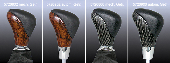 Gear change lever precious wood/black leather